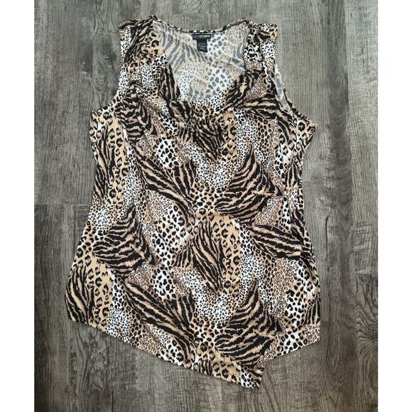 VTG Lane Bryant 3X 24W Y2K Shortsleeve Animal Leopard Print Blouse Top Stretchy - Picture 8 of 8